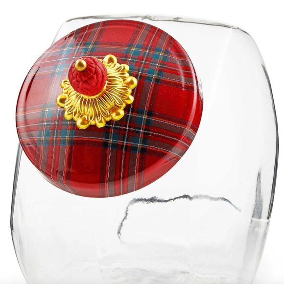 MacKenzie-Childs Large Sweets Jar - Red Tartan-NEW - Picture 1 of 3